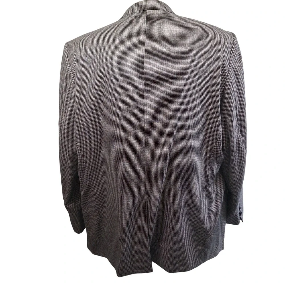 Jack Victor Mens Blazer 54 XL Gray Micro Check Silk Wool Kingwood SPJ